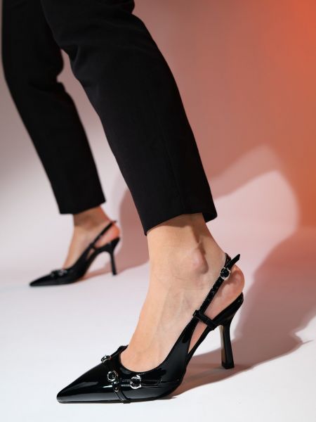 Dabīgās ādas kurpes ar papēžiem ar augstiem papēžiem Luvishoes melns