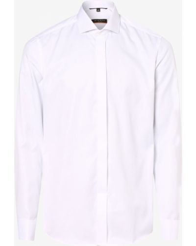 Eterna Slim Fit - Koszula męska z wywijanymi mankietami – niewymagająca prasowania, biały