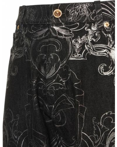 Pamut egyenes szárú farmernadrág Versace fekete