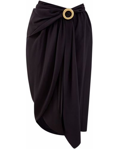 Шелковая юбка асимметричного кроя с золотистой пряжкой