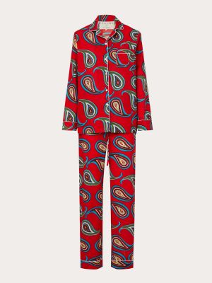 Pijama de algodón con estampado Philippa 1970 rojo