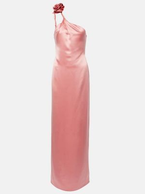 Копринена миди рокля на цветя Magda Butrym розово