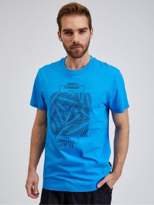 Bavlněné tričko s potiskem Sam 73 modré
