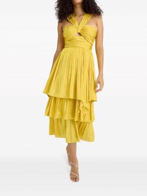 Jedwabna sukienka midi Cinq A Sept żółta