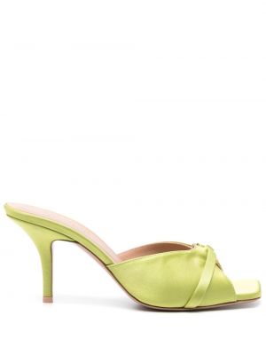 Papuci tip mules din satin Malone Souliers verde