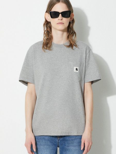 Bavlněné tričko s kapsami Carhartt Wip šedé