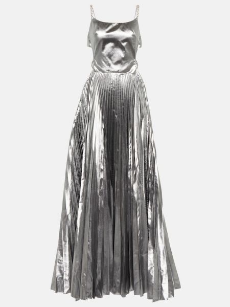 Sukienka długa plisowana Christopher Kane srebrna