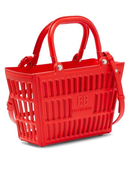 Kožna shopper torbica Balenciaga crvena