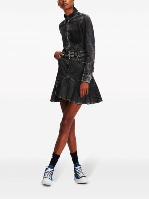 Džínové šaty s volány Karl Lagerfeld Jeans černé