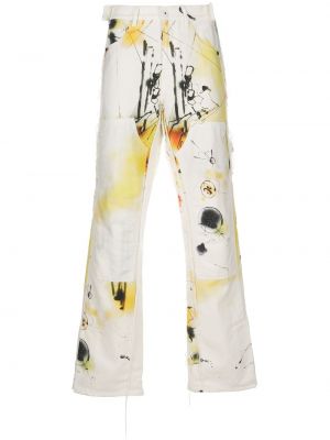 Pantalones rectos con estampado abstracto Off-white blanco