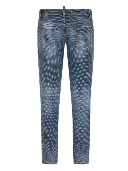 Jeans skinny à imprimé en cristal Dsquared2 bleu