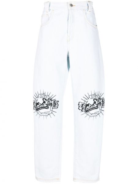 Straight leg jeans con stampa 44 Label Group blu