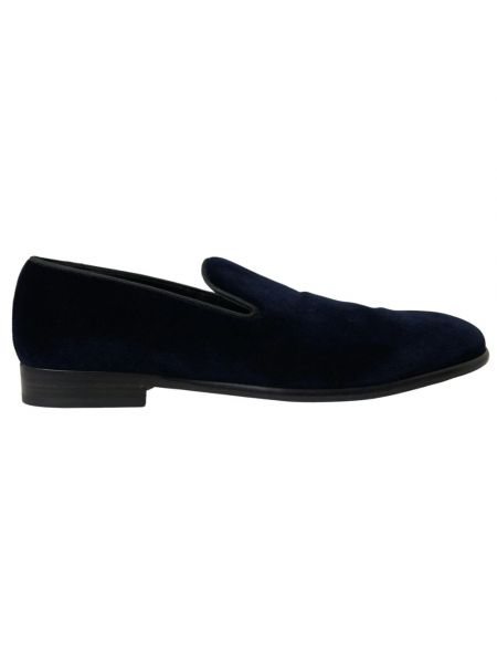 Aksamitne loafers Dolce And Gabbana niebieskie