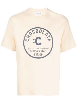 Памучна тениска с принт Chocoolate жълто
