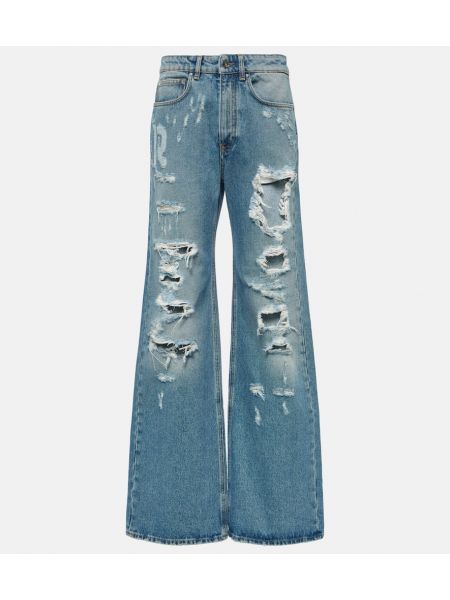 Voľné obnosené bootcut džínsy s vysokým pásom Rabanne modrá