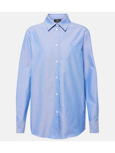 Bombažna srajca Etro modra