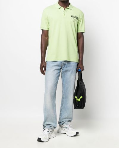 Polo krekls ar izšuvumiem Moschino zaļš