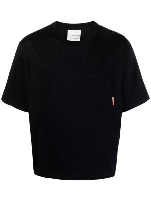 Kokvilnas t-krekls ar kabatām Acne Studios melns