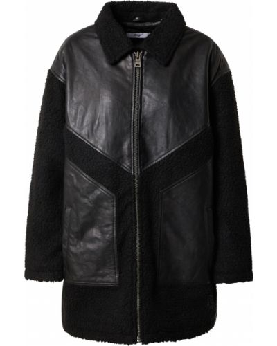 Bavlnená priliehavá kožená bunda na zips Maze - čierna