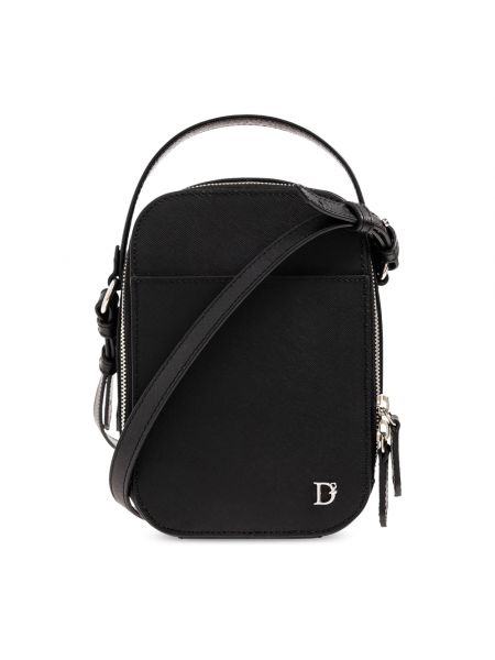 Leder schultertasche mit taschen Dsquared2 schwarz