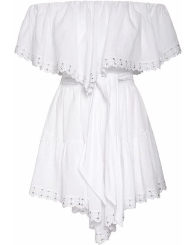 Bavlnené mini šaty s výšivkou Alexandre Vauthier biela