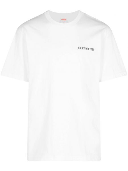 Bavlněné tričko s potiskem Supreme bílé