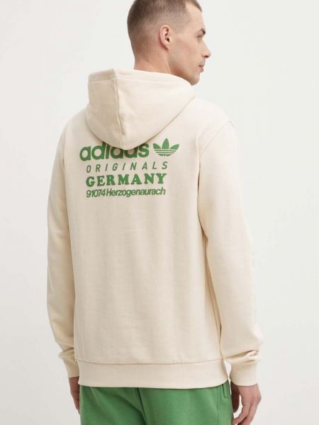 Бежевий бавовняний светр з капюшоном з аплікацією Adidas Originals
