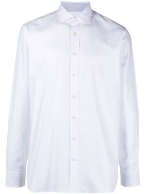 Памучна риза бродирана от креп Hackett бяло