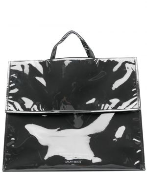 Nákupná taška s potlačou s abstraktným vzorom Anonymous čierna