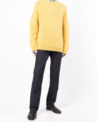 Dzianinowy sweter Erdem żółty