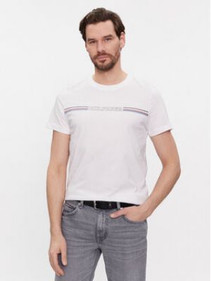 Pruhované slim fit tričko Tommy Hilfiger bílé