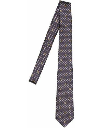 Hodvábna kravata s potlačou Gucci modrá