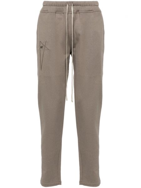 Pantalon brodé en coton à imprimé Rick Owens X Champion gris