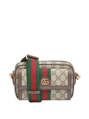 Жаккардовая мини сумочка Gucci бежевая
