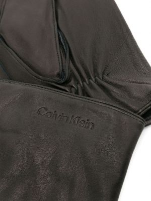 Rękawiczki skórzane Calvin Klein czarne
