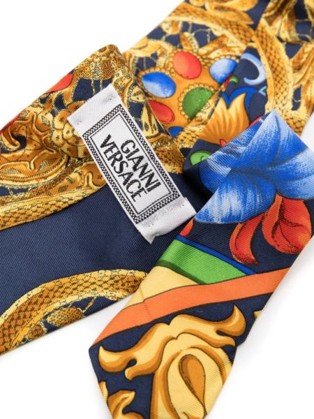 Seiden krawatte mit print Versace Pre-owned blau