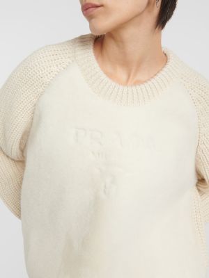 Пуловер от алпака вълна Prada бяло