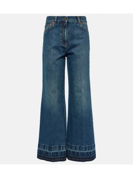 Zvonové džíny s vysokým pasem Valentino modré