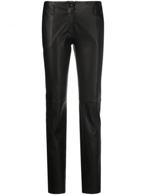 Pantaloni di pelle slim fit Forte Forte nero