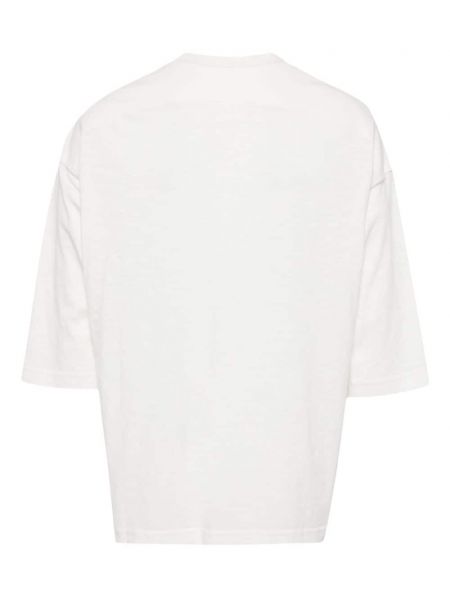 T-shirt en coton col rond Croquis blanc