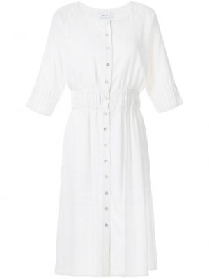 Lněné přiléhavé šaty s knoflíky Olympiah - bílá