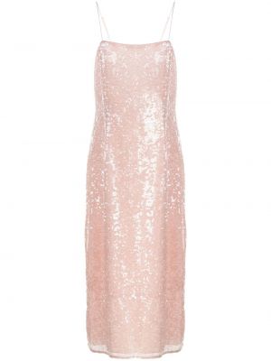 Коктейлна рокля с пайети Adam Lippes розово