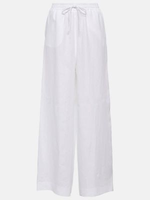 Relaxed ленени панталон с висока талия Loro Piana бяло