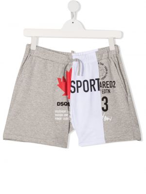 Puuvilla urheilushortsit tytöille Dsquared2 Kids harmaa