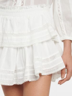 Bavlněné mini sukně s volány Loveshackfancy bílé