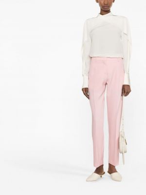 Vlněné kalhoty Burberry růžové