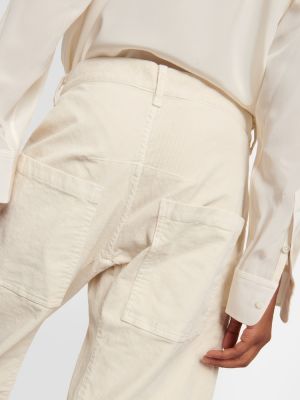 Pantaloni de catifea cord Nili Lotan alb