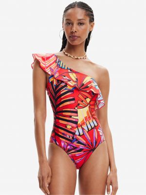Bikini z falbankami w abstrakcyjne wzory asymetryczny Desigual
