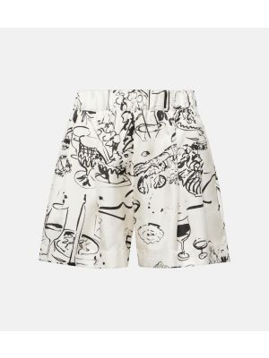 Seiden shorts mit print Asceno weiß