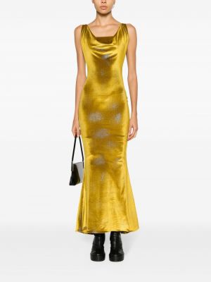 Sametové midi šaty Vivienne Westwood zlaté